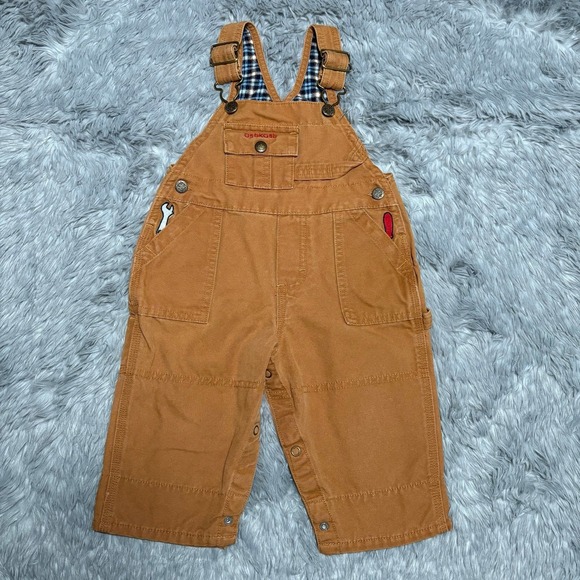 OshKosh B'gosh Other - Vintage Y2K‎ Oshkosh Overalls Dark Khaki Tools Embroidered Baby 6-9 Months
